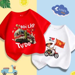 Thumbnail Áo phông 'Độc lập tự do' cho bé trai và bé gái cân nặng 15-40kg - Áo cờ đỏ sao vàng trẻ em LOZA AT002VN 1