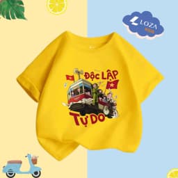 Thumbnail Áo phông 'Độc lập tự do' cho bé trai và bé gái cân nặng 15-40kg - Áo cờ đỏ sao vàng trẻ em LOZA AT002VN 4