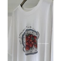 Thumbnail Áo phông oversize tay lỡ hình đĩa bánh dâu tây chất cotton xịn dày MC21.studios a4341 4