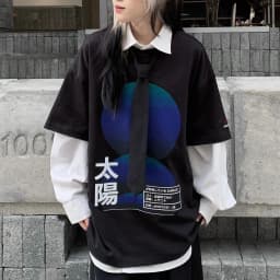 Thumbnail Áo phông Unisex Zune.zx, ngắn tay in họa tiết Nhật Bản, DARK SUN TEE 2