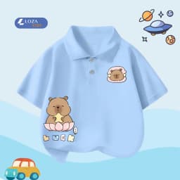 Thumbnail Áo polo bé trai in hình Capy nhiều màu chất cotton 4 chiều  - Áo thun có cổ cho bé Loza Kids PL3097 1