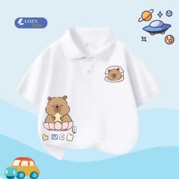 Thumbnail Áo polo bé trai in hình Capy nhiều màu chất cotton 4 chiều  - Áo thun có cổ cho bé Loza Kids PL3097 2