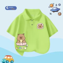 Thumbnail Áo polo bé trai in hình Capy nhiều màu chất cotton 4 chiều  - Áo thun có cổ cho bé Loza Kids PL3097 3