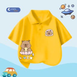Thumbnail Áo polo bé trai in hình Capy nhiều màu chất cotton 4 chiều  - Áo thun có cổ cho bé Loza Kids PL3097 4