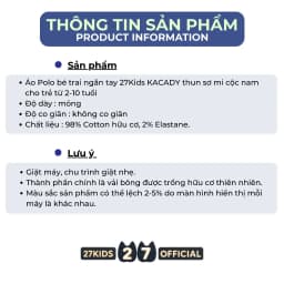 Thumbnail Áo Polo bé trai ngắn tay 27Kids KACADY thun sơ mi cộc nam cho trẻ từ 2-10 tuổi  BSPO2 4
