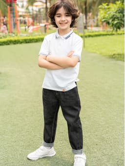 Thumbnail Áo polo bé trai RIOMIO size 21-42kg, phối kẻ năng động style Hàn Quốc, vải cotton co giãn tốt -RA508 4