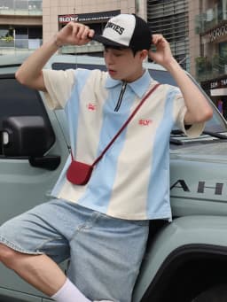 Thumbnail Áo Polo Boxy Stripes SLY Cotton 2 phối màu Form rộng 3