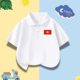 Thumbnail Áo polo cờ đỏ sao vàng Việt Nam cho bé trai và bé gái từ 15-40kg thun cotton 4 chiều - Loza Kids PL002 1