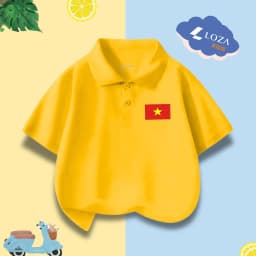 Thumbnail Áo polo cờ đỏ sao vàng Việt Nam cho bé trai và bé gái từ 15-40kg thun cotton 4 chiều - Loza Kids PL002 3