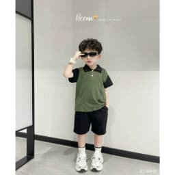 Thumbnail Áo polo cộc tay Beemo in sọc vải cotton mềm mịn đi học đi chơi cho bé trai từ 9-24kg 4114AHB 1