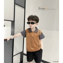Thumbnail Áo polo cộc tay Beemo in sọc vải cotton mềm mịn đi học đi chơi cho bé trai từ 9-24kg 4114AHB 3