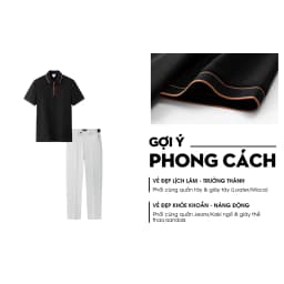 Thumbnail Áo Polo Đen 9APCT538DEN Biluxury Cổ Viền Cam Kháng Khuẩn Chống Nhăn Bền Màu 4
