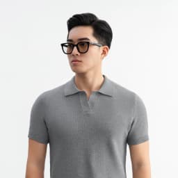 Thumbnail Áo polo LEN DỆT KIM nam V-neck Knit vải dệt tổ ong phối màu neutral thanh lịch LEEVUS APL335 2