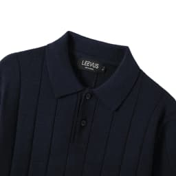 Thumbnail Áo polo LEN DỆT KIM STRIPED KNIT xanh navy cao cấp, kiểu dáng classic Hàn Quốc sang trọng - LEEVUS APL331 3