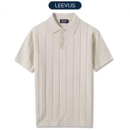 Thumbnail Áo polo LEN DỆT KIM STRIPED KNIT cao cấp, kiểu dáng classic Hàn Quốc sang trọng - LEEVUS APL331 1