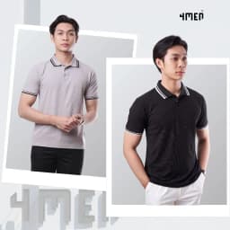 Thumbnail Áo Polo Nam 4MEN Bo Sọc Form Regular PO136 chất thun tổ ong, basic, thanh lịch, thoáng mát 2