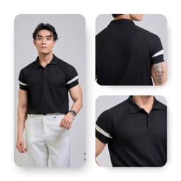 Thumbnail Áo Polo Nam AKUBA Chất Vải Cotton Dày Dặn, Tay Ngắn Phối Sọc Ngang, Form Slimfit | 01HE1248 3
