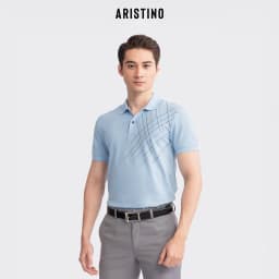 Thumbnail Áo polo nam Aristino Slim fit, thiết kế cổ dệt lịch sự, họa tiết kẻ cách điệu trẻ trung hiện đại - APS046S3 1