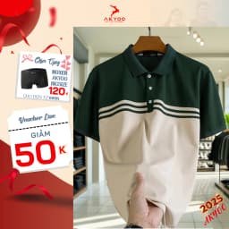 Thumbnail Áo POLO Nam Bigsize 80-140KG AKYOO Cao Cấp Cotton Co Giãn, Thâm Hút Mồ Hôi- PL XANH GHI 1