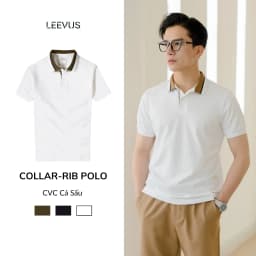Thumbnail Áo Polo nam BLOCK COLLAR-RIB LEEVUS phối bo, vải CVC cá sấu, form regular APL311 1