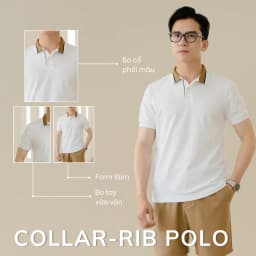 Thumbnail Áo Polo nam BLOCK COLLAR-RIB LEEVUS phối bo, vải CVC cá sấu, form regular APL311 2