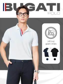 Thumbnail Áo POLO nam BUGATI vải đàn hồi tự nhiên KHÔNG ỦI, co dãn tốt, chống nhăn, che khuyết điểm - HUSSIO 2