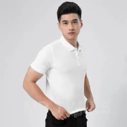 Thumbnail Áo Polo Nam Cổ Bẻ Basic Màu Trắng Vải Cotton Cá Xấu Thương Hiệu MrTwins® 2