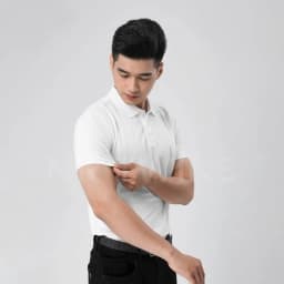 Thumbnail Áo Polo Nam Cổ Bẻ Basic Màu Trắng Vải Cotton Cá Xấu Thương Hiệu MrTwins® 4