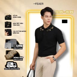 Thumbnail Áo polo nam cổ bẻ Midnight, chất vải Cotton Micro, thấm hút tốt, hoa văn thêu hoa, nam tính - FEAER 1