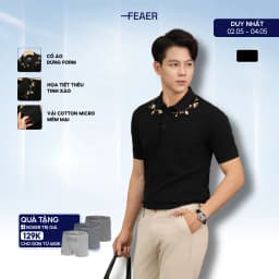 Thumbnail Áo polo nam cổ bẻ Midnight, chất vải Cotton Micro, thấm hút tốt, hoa văn thêu hoa, nam tính - FEAER 2