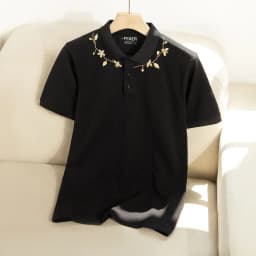 Thumbnail Áo polo nam cổ bẻ Midnight, chất vải Cotton Micro, thấm hút tốt, hoa văn thêu hoa, nam tính - FEAER 3