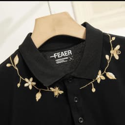 Thumbnail Áo polo nam cổ bẻ Midnight, chất vải Cotton Micro, thấm hút tốt, hoa văn thêu hoa, nam tính - FEAER 4