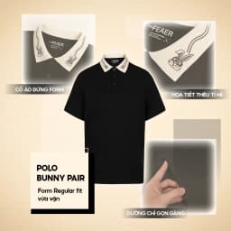 Thumbnail Áo polo nam có cổ Bunny Pair,vải CVC cao cấp thoáng mát, cổ thêu hình thỏ mới lạ, sang trọng - FEAER 4