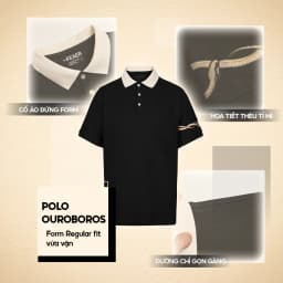 Thumbnail Áo polo nam có cổ Ouroboros, chất vải CVC thoáng khí, thấm hút, bền màu, họa tiết thêu rắn -FEAER 3