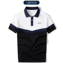 Thumbnail Áo Polo nam có cổ RAKEN LEEVUS màu trắng xanh đen, thêu logo, vải CVC cá sấu, form regular APL266 1