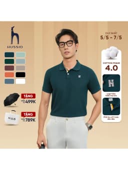 Thumbnail Áo polo nam DOMINUS vải cotton pique 4.0 mềm mịn, co dãn tốt, thoáng mát, đứng form - HUSSIO 1