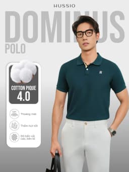 Thumbnail Áo polo nam DOMINUS vải cotton pique 4.0 mềm mịn, co dãn tốt, thoáng mát, đứng form - HUSSIO 2