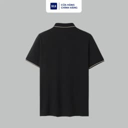 Thumbnail Áo POLO nam HLA ngắn tay mềm mịn phối viền thêu logo rồng Dragon pattern neckline solid black POLO Shirt 4