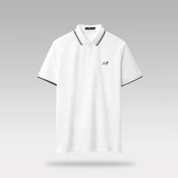 Thumbnail Áo POLO nam HLA trắng tay ngắn công nghệ cool feeling, phối viền logo thêu Lucky thoáng mát, co giãn tốt 2