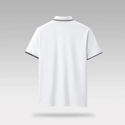Thumbnail Áo POLO nam HLA trắng tay ngắn công nghệ cool feeling, phối viền logo thêu Lucky thoáng mát, co giãn tốt 3