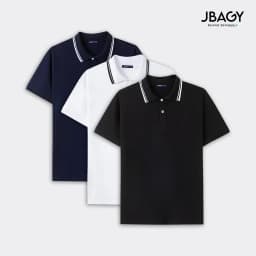 Thumbnail Áo polo nam JBAGY phối cổ sọc nam chất liệu Cá sấu Cotton Cao Cấp - JP0101V 1