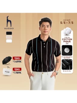 Thumbnail Áo POLO nam kẻ sọc MAJESTY vải Cotton Pique thoáng khí, mềm mại, bền màu, che khuyết điểm - HUSSIO 1