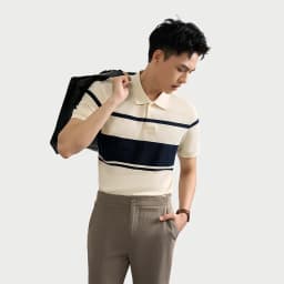 Thumbnail Áo Polo Nam Krik Form Regular Kẻ Ngang Phối Màu Đẹp Mắt Vải Cotton Mát Mẻ PL2210 4