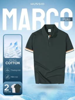 Thumbnail Áo polo nam MARCO vải thun cotton dày dặn, co dãn tốt, đứng form, thoáng mát - HUSSIO 2