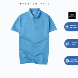 Thumbnail Áo polo nam MMANS màu xanh da trời basic tinh tế sang trọng chất vải cotton poly cao cấp co giãn 1