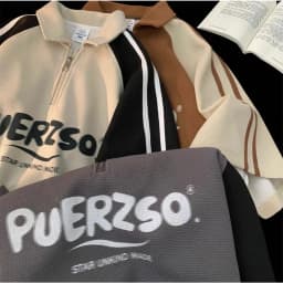 Thumbnail Áo Polo Nam Nữ PUERZSO NAD Unisex - Áo Cổ Bẻ có khoá kéo Tay Lỡ 2 sọc Chất Liệu Tổ Ong Dệt Trẻ Trung, Cá Tính.năng động 1