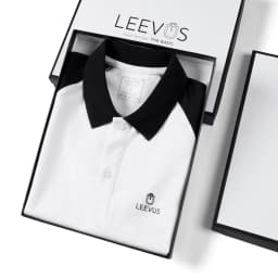 Thumbnail Áo polo nam phối Raglan logo LEEVUS đen trắng, trẻ trung vải CVC cá sấu APL204 2