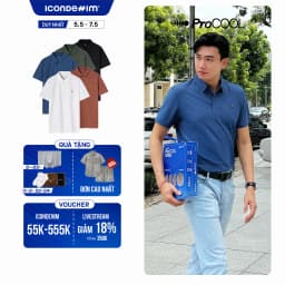 Thumbnail Áo polo nam PROCOOL ICONDENIM form slim-fit, công nghệ hạt làm mát thoáng khí, co giãn 4 chiều, vải mịn ít nhăn PLID0153 1