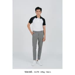 Thumbnail Áo Polo nam ROVE LEEVUS màu trắng phối raglan đen xanh, CVC cá sấu, form regular APL316 4