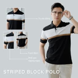Thumbnail Áo Polo nam STRIPED BLOCK LEEVUS phối màu, vải CVC cá sấu, form regular APL312 3